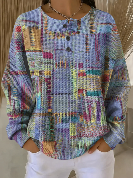 Women Abstract Crew Neck Printing Casual Spring/Fall Long Sleeve Sweatshirt