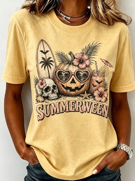 Women Text Letters Short Sleeve Tee T-shirt Crew Neck Casual Summer Top