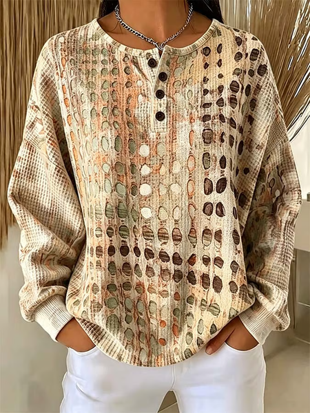 Women Abstract Crew Neck Printing Casual Spring/Fall Long Sleeve Sweatshirt