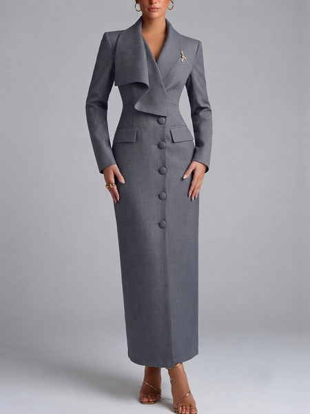 Urban Plain Asymmetric Long Sleeve Maxi Dress 1 Urban Plain Asymmetric Long Sleeve Maxi Dress