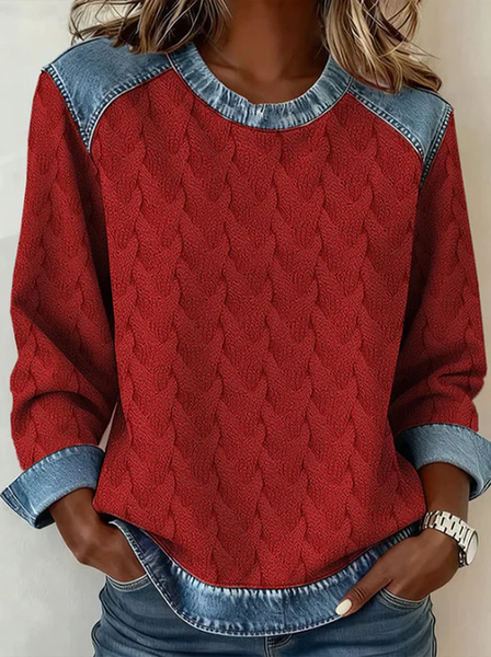 Women Abstract Crew Neck Printing Vintage Spring/Fall Long Sleeve Sweatshirt
