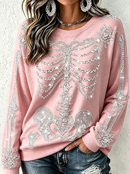 Women Halloween Crew Neck Casual Spring/Fall Long Sleeve Sweatshirt
