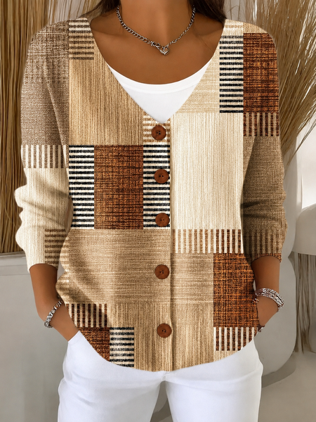 Elegant Abstract Graphic Knit Top