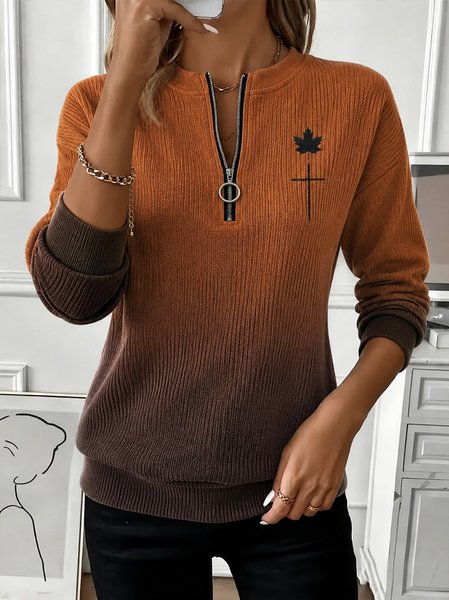 Women Ombre Crew Neck Casual Spring/Fall Long Sleeve Sweatshirt