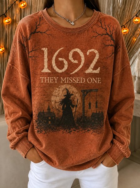 Women Halloween Crew Neck Casual Spring/Fall Long Sleeve Sweatshirt