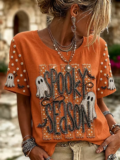 Women Text Letters Short Sleeve Tee T-shirt Crew Neck Casual Summer Top