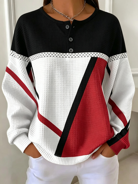 Women Abstract Crew Neck Printing Casual Spring/Fall Long Sleeve Sweatshirt