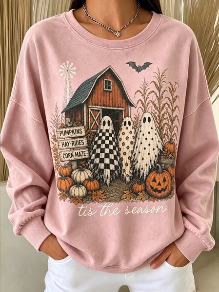 Women Text Letters Crew Neck Casual Spring/Fall Long Sleeve Sweatshirt
