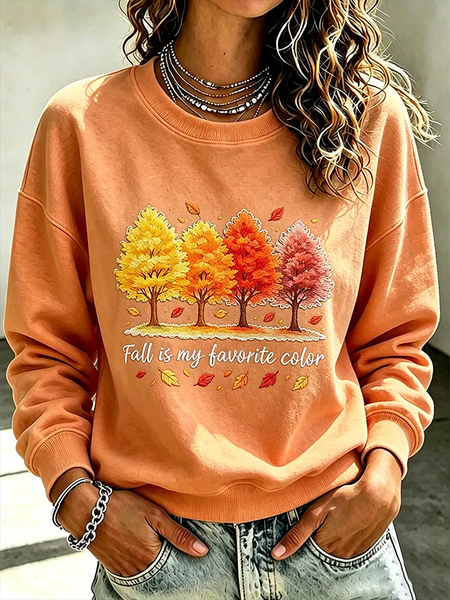 Women Text Letters Crew Neck Printing Casual Spring/Fall Long Sleeve Sweatshirt