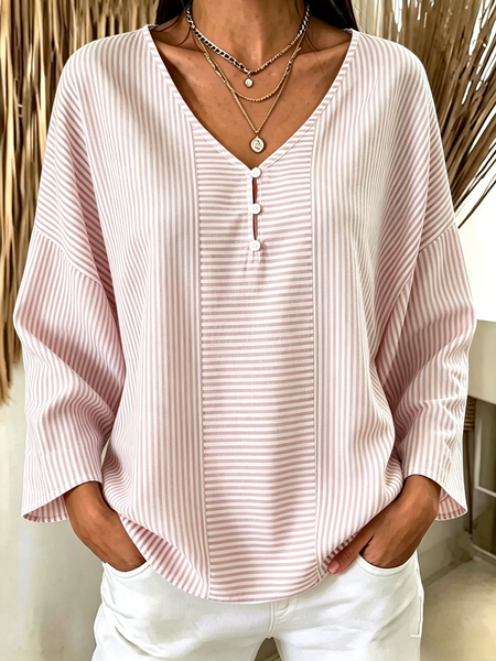 Women Plain Long Sleeve Tee T-shirt V Neck Casual Spring/Fall Top