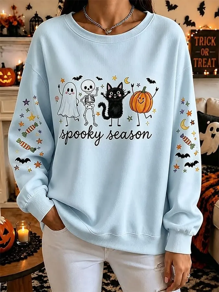 Women Plain Crew Neck Casual Spring/Fall Long Sleeve Sweatshirt