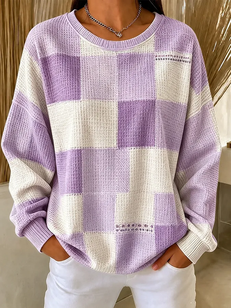 Women Abstract Crew Neck Printing Casual Spring/Fall Long Sleeve Sweatshirt