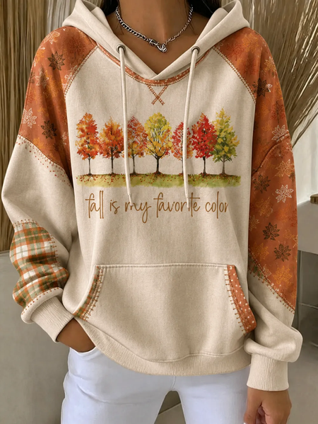 Women Plaid Printing Long Sleeve Casual Daily Spring/Fall Hoodie