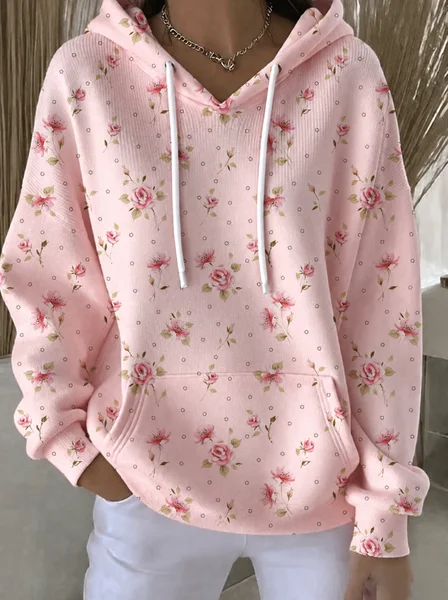 Women Polka Dots Long Sleeve Vintage Daily Spring/Fall Hoodie