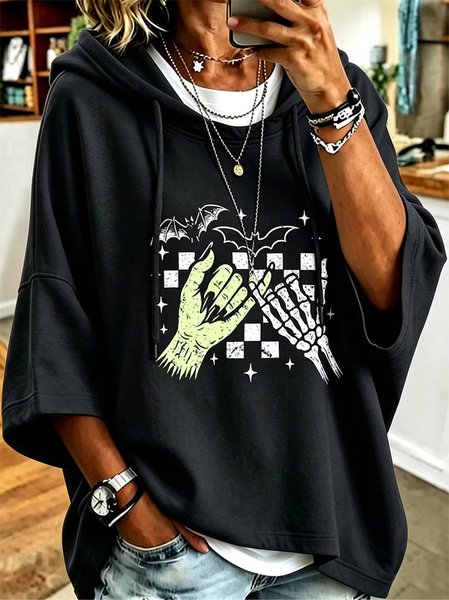 Casual Halloween Hoodie Half Sleeve Hoodie