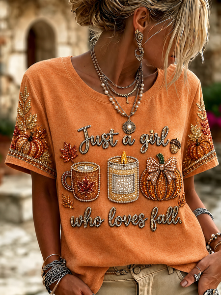 Women Maple Leaf Short Sleeve Tee T-shirt Crew Neck Printing Casual Summer Top