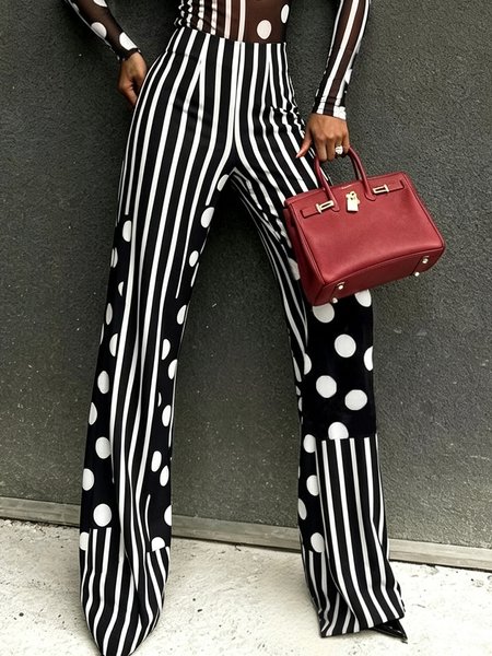 Urban Polka Dots Striped Printing Straight Pants 7 Urban Polka Dots Striped Printing Straight Pants