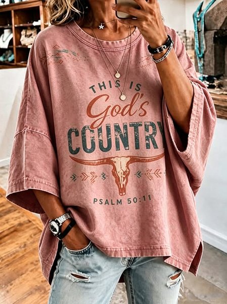 Women Text Letters Short Sleeve Tee T-shirt V Neck Vintage Summer Top