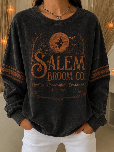 Vintage Halloween Crew Neck Long Sleeve Sweatshirt
