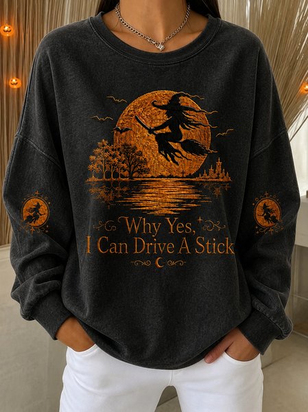 Vintage Text Letters Crew Neck Long Sleeve Sweatshirt
