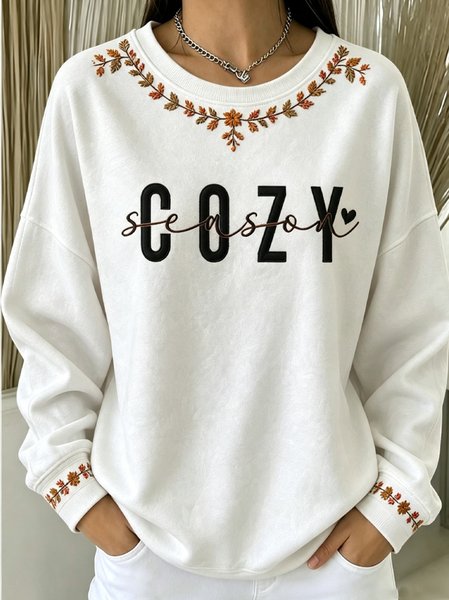 Casual Floral Crew Neck Long Sleeve Sweatshirt
