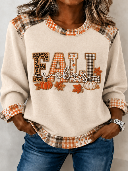 Casual Text Letters Crew Neck Long Sleeve Sweatshirt