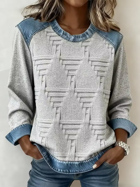 Casual Abstract Graphic Crew Neck Long Sleeve Sweatshirt