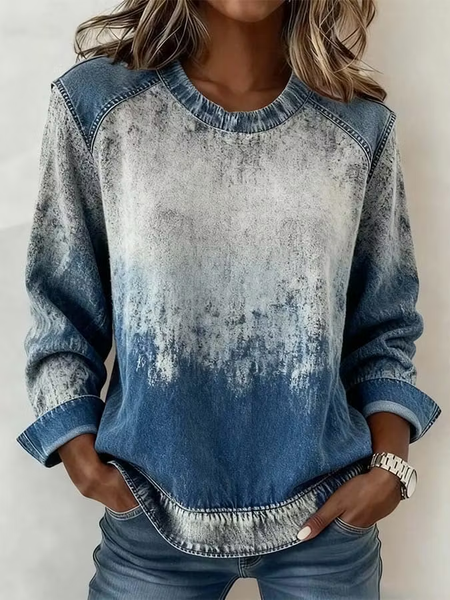 Casual Abstract Graphic Crew Neck Long Sleeve Sweatshirt