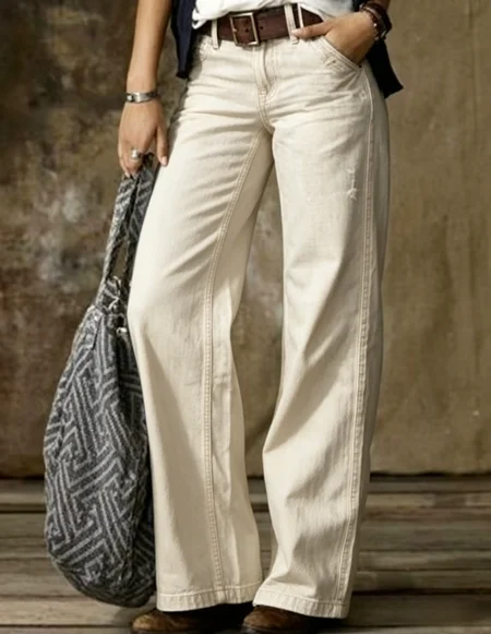 Women Plain Long Pants Vintage Spring/Fall Trousers