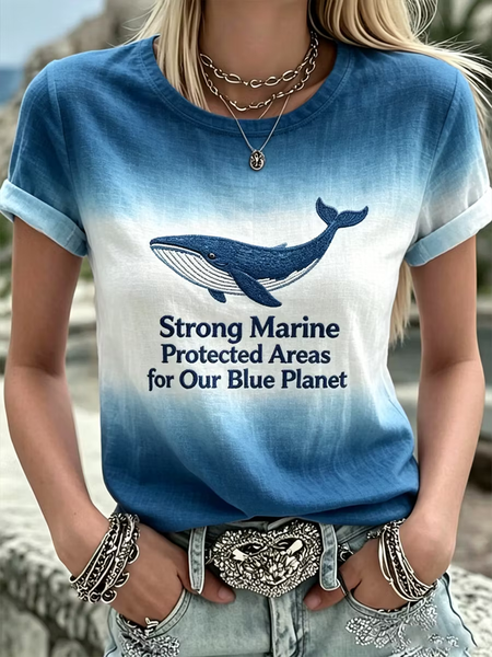 Casual Ombre Crew Neck Short Sleeve T-shirt