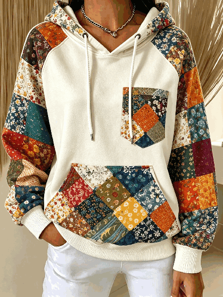 Vintage Floral Hoodie Long Sleeve Hoodie