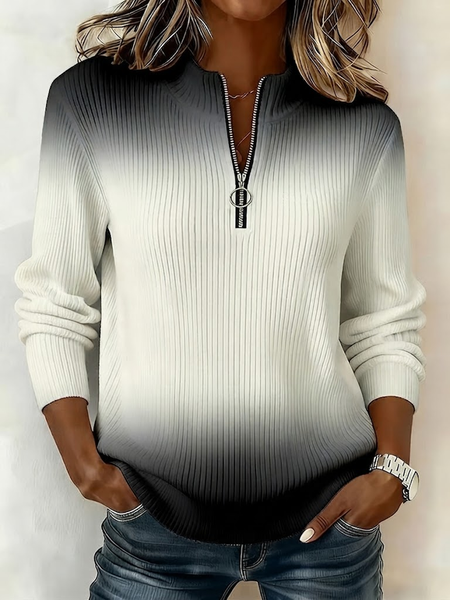 Casual Abstract Mock Neck Long Sleeve Sweatshirt