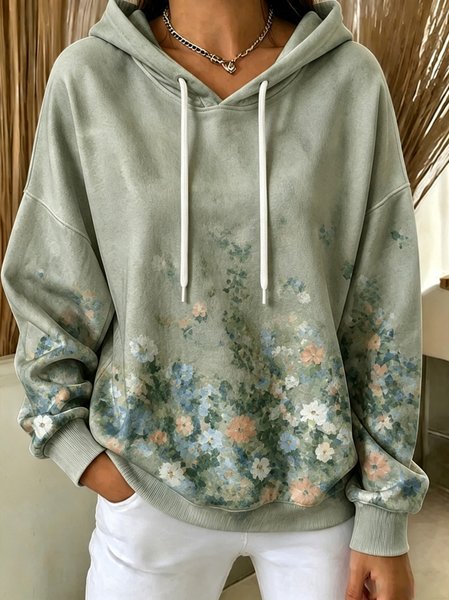 Casual Floral Hoodie Long Sleeve Hoodie