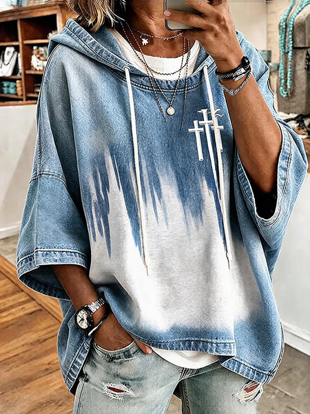 Casual Cross Hoodie Half Sleeve Hoodie