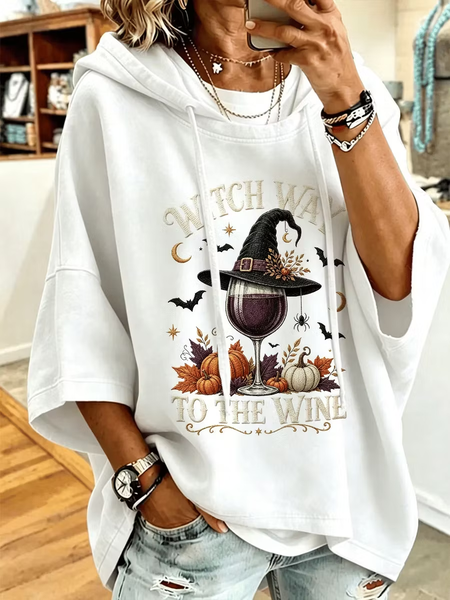 Women Halloween (pumpkin) Printing Half Sleeve Casual Holiday Spring/Fall Hoodie