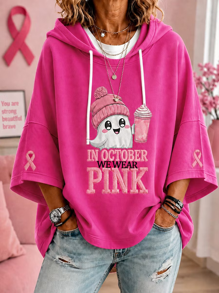 Women Text Letters Printing Half Sleeve Casual Holiday Spring/Fall Hoodie