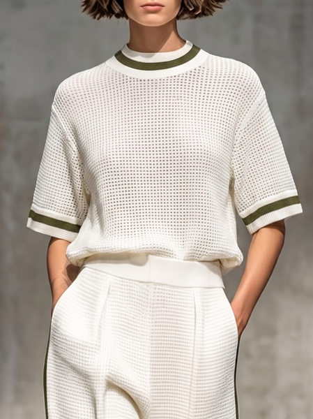 Casual Plain Split Joint Knit Top 1 Casual Plain Split Joint Knit Top