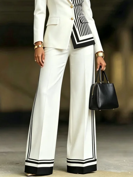 Regular Fit Urban Striped Straight Long Pants 1 Regular Fit Urban Striped Straight Long Pants