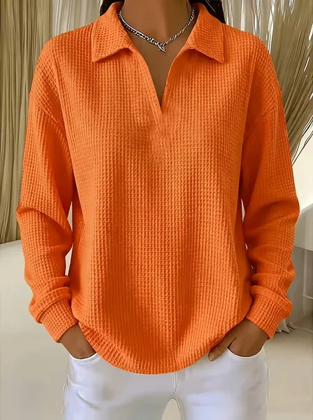 Women Plain Shawl Collar Casual Spring/Fall Long Sleeve Sweatshirt 1 Women Plain Shawl Collar Casual Spring/Fall Long Sleeve Sweatshirt