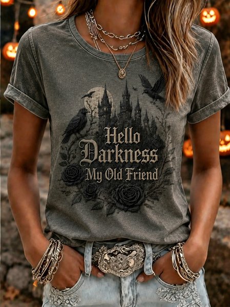 Women Text Letters Short Sleeve Tee T-shirt Crew Neck Casual Summer Top