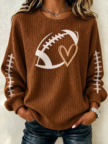 Casual Heart/Cordate Crew Neck Long Sleeve Sweatshirt