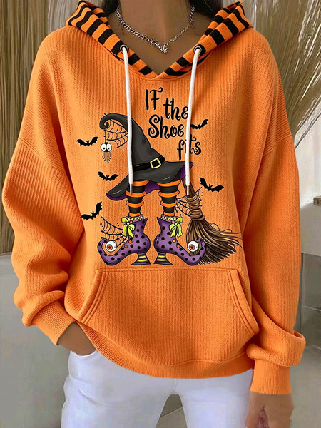 Women Striped Printing Long Sleeve Vintage Holiday Spring/Fall Hoodie