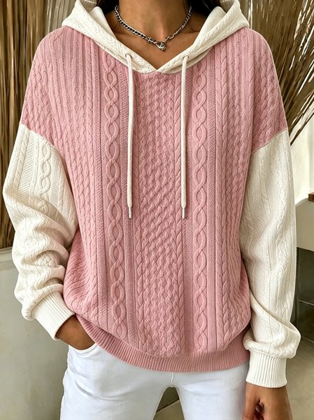 Women Geometric Long Sleeve Casual Daily Spring/Fall Hoodie