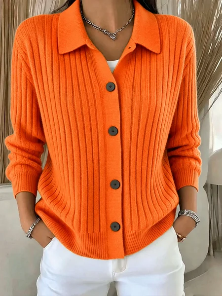Abstract Stripes Shawl Collar Regular Fit Casual Knit Top