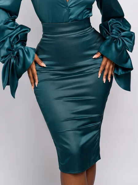 Elegant Plain Midi Skirt
