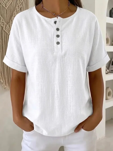 Vintage Plain Crew Neck Short Sleeve T-shirt