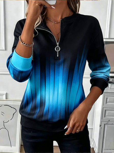 Women Abstract Crew Neck Printing Casual Spring/Fall Long Sleeve Sweatshirt