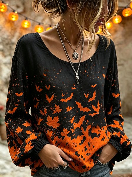 Women Animal Crew Neck Long Sleeve Blouse Printing Vintage Daily Spring/Fall Top