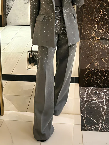 Elegant Plain Hot Drilling Straight Pants 4 Elegant Plain Hot Drilling Straight Pants