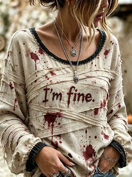 Women Halloween Crew Neck Long Sleeve Blouse Printing Vintage Daily Spring/Fall Top
